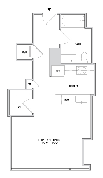Studio Stu-07 - 493 Sq. Ft. - Floors 3-4 - Stu-07