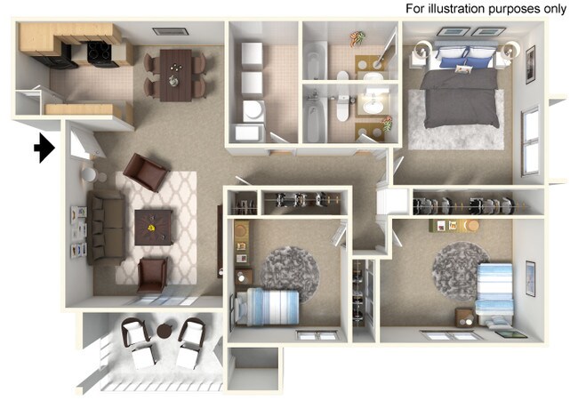 3BR/2BA 1162SF