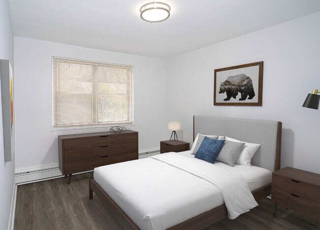 Furnished bedroom at Drumcastle Apartments in Baltimore, MD