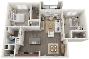 The Collins - Two Bedroom One Bathroom 979 sqft with Patio/Balcony