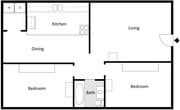 Cedarstone - 2 Bedroom/1 Bathroom 2D Floor Plan