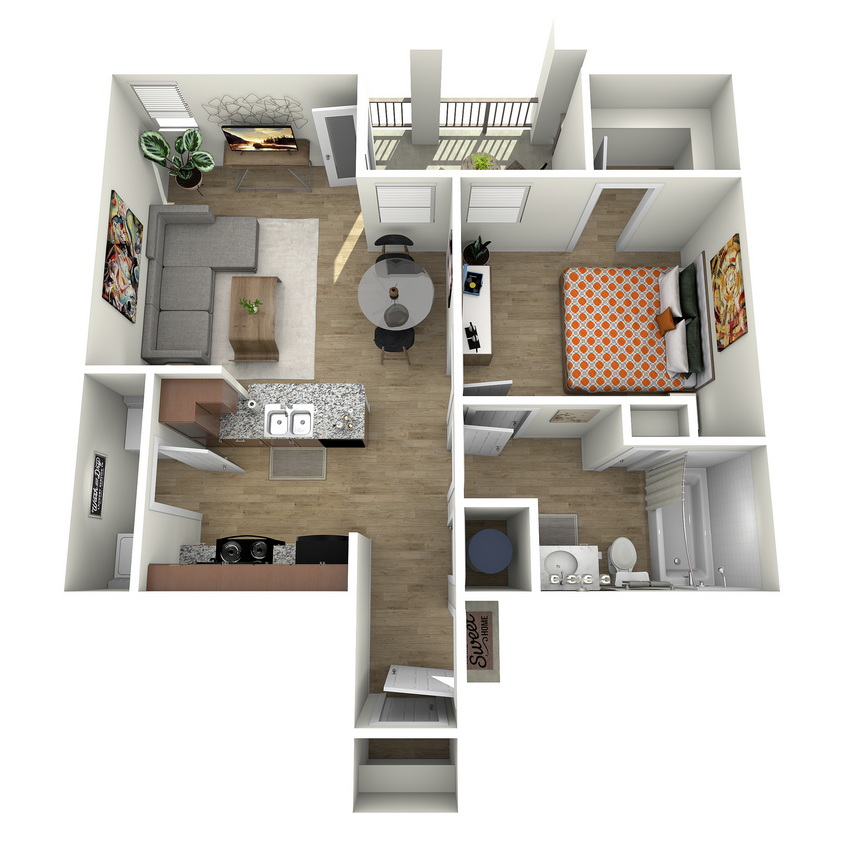 AA1 Floorplan - 1 Bed, 1 Bath (80% Income Restricted)