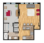 Large 1 Bed, 1 Bath Floor Plan