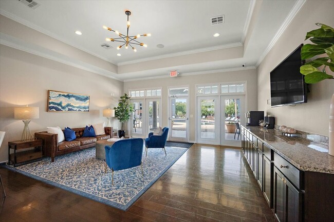 Relax and Socialize in the Stylish Clubhouse Lounge at Eagle Flatts Off-Campus Apartments in Hattiesburg