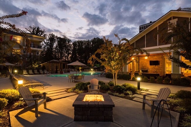 Fire pit by pool side
