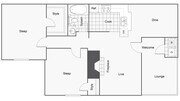 2 BR x 1 BA - A Floorplan