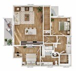 Explore this contemporary apartment layout, perfect for stylish and functional living.