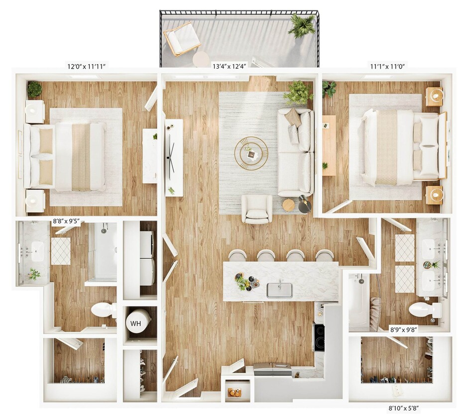 Explore the seamless layout of this contemporary apartment designed for modern living. - B6
