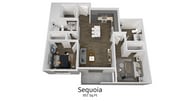 Experience the elegant layout of the Sequoia apartment with optimal space utilization and contemporary design.