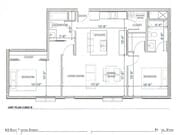 Explore this thoughtfully designed urban apartment layout with spacious living areas and modern amenities.