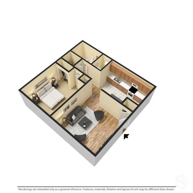 1x1 Floor Plan - Horizon Park Apartments