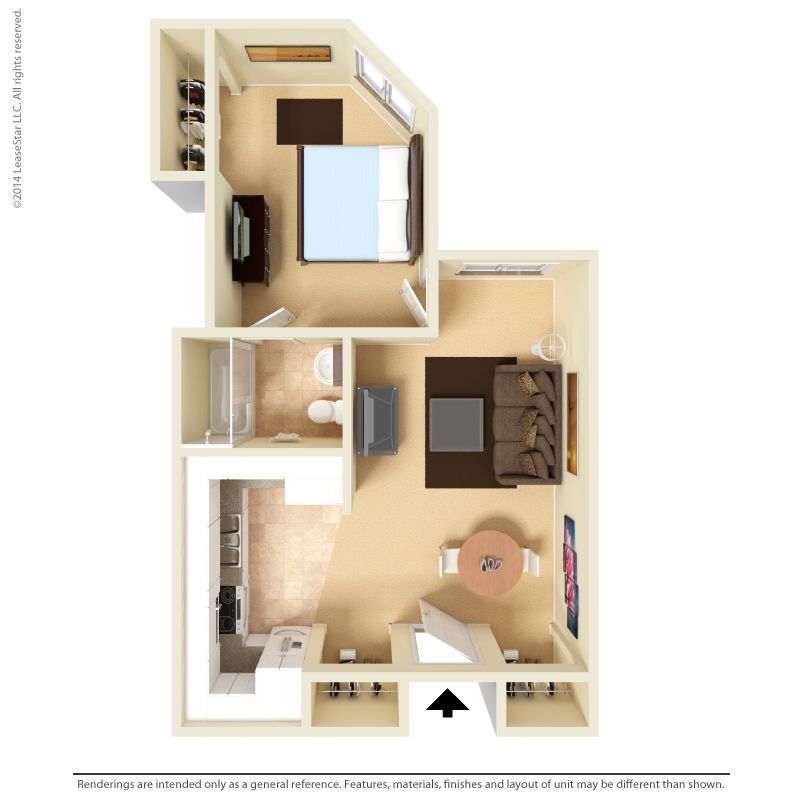 Floor Plan - Medium 1 Bed 1 Bath
