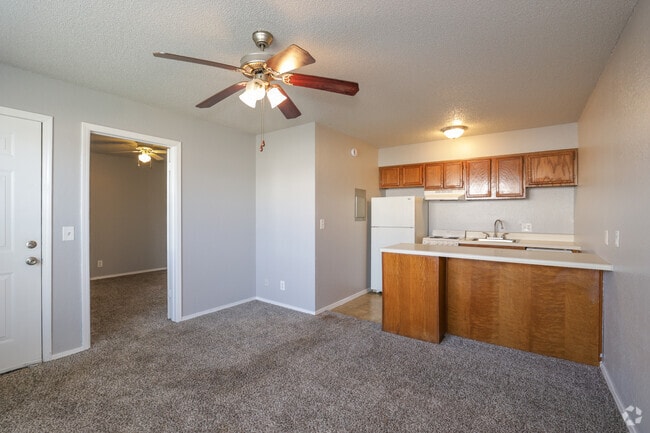 1BR, 1BA - 750SF - Right - Living Area and Kitchen