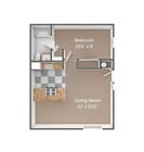1 bdr. flat floorplan