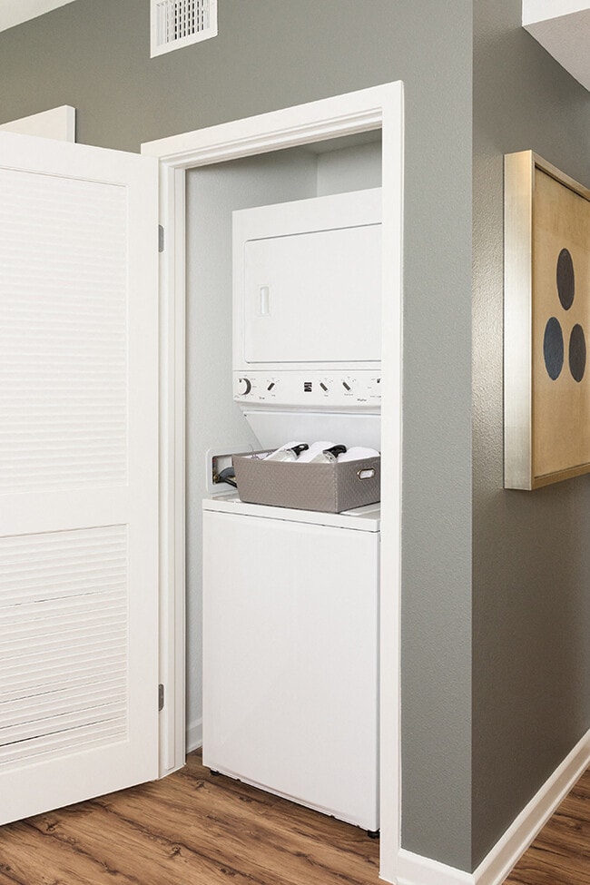 Stackable washer and dryer in homes - Apex Laguna Niguel Apartments