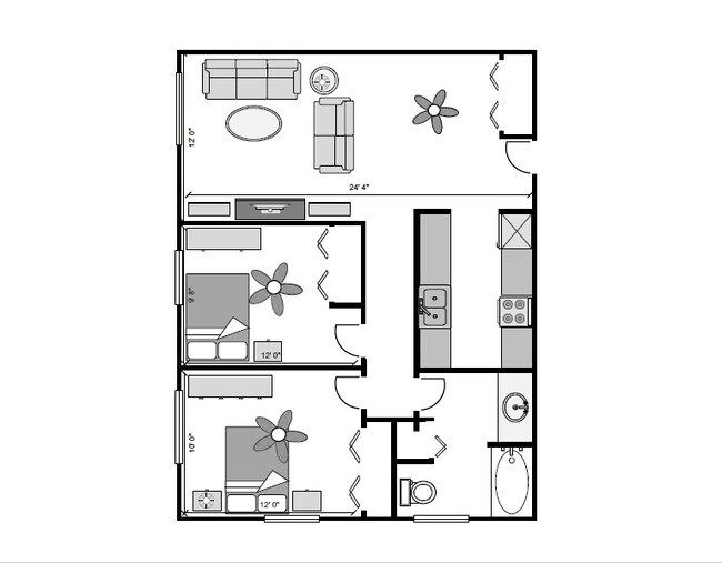 2 Bdrm 834 SF - Northshore Estates