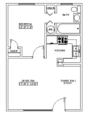 Plano de planta de una habitación - White Avenue Apartments