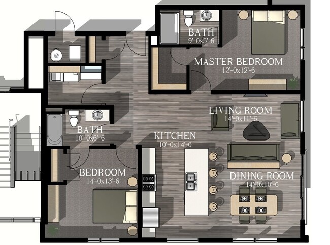 The Au Sable | Two Bedroom Two Bathroom - The Au Sable | Two Bedroom Two Bathroom Apartment Unit 202