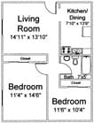 2BR/1BA