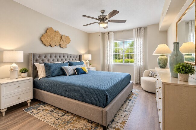 Step into serene living at Club Mira Lago, where style meets comfort in this elegantly designed bedroom. Enjoy natural light, modern furnishings, and a peaceful ambiance that makes every day feel special. Schedule your tour today!