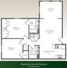 2HAB/2BA con solárium 1,029 ft²