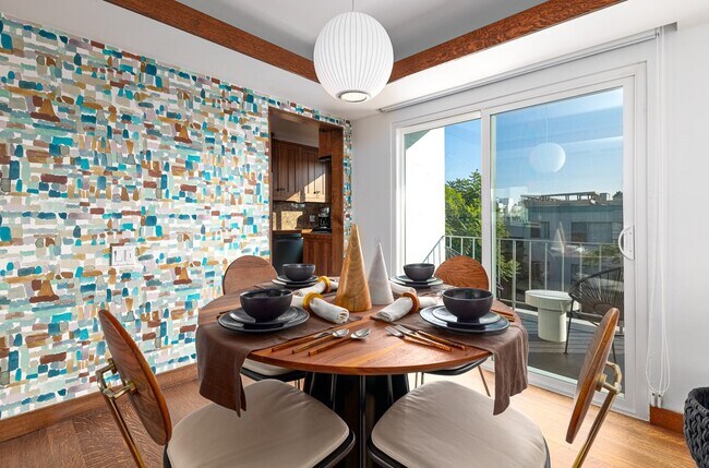 Dining room angle with patio view