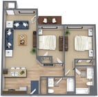 2 Bed / 2 Bath Floorplan