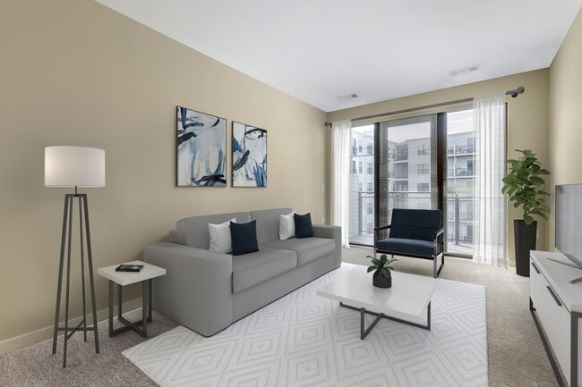 Upgraded living room with carpet