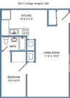 1-bed/1-bath floorplan