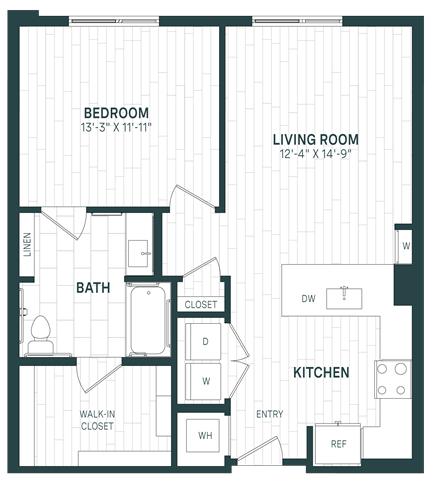 Floor Plan - 1 Bed/1 Bath-A14 TYPE A