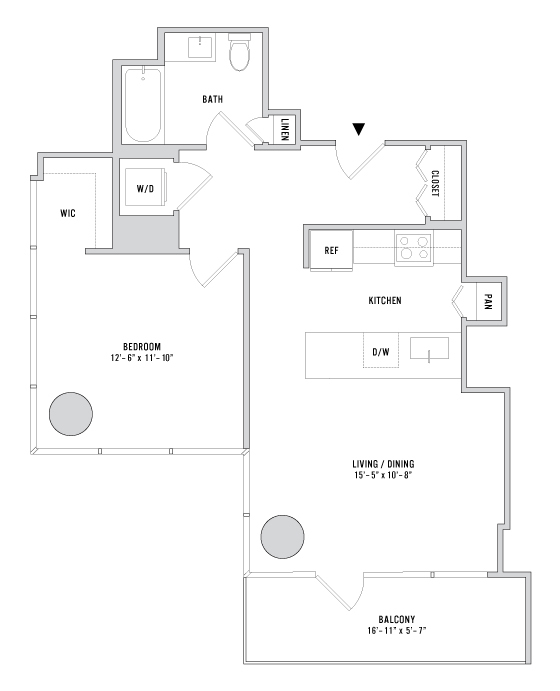 One Bedroom A10 - 730 Sq. Ft. - Floors 3-4 - A-10