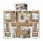 Explore this contemporary space designed for seamless living, featuring spacious bedrooms and a stylish kitchen.