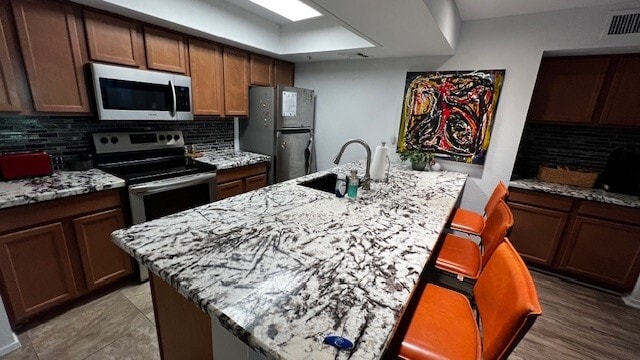 Kitchen has all new marble, appliances, sinks and glass backsplashes. - 7777 E Main St Unit ScottsdaleSprings