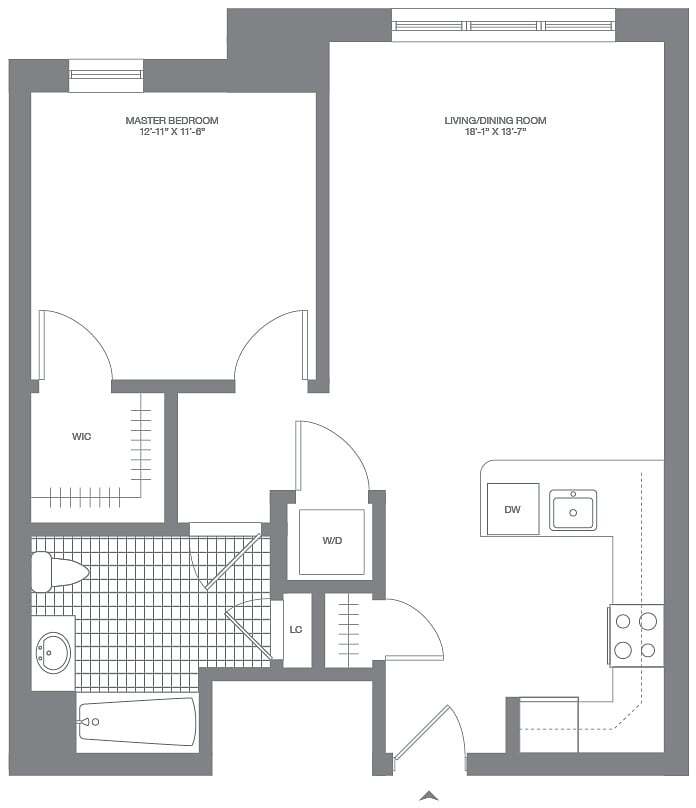 Floor Plan - 1 Bed/1 Bath