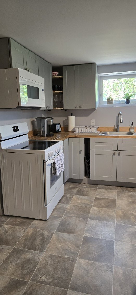 Kitchen with butcher block counter tops - 5220 Jacksboro Pike Unit Basement Apartment