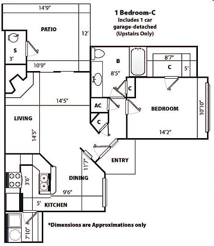 1HAB/1BA - Pavilions