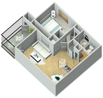 A2 (Fir) 1x1 638 3D floor plan