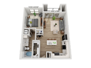 Discover the allure of the "Edison," a sophisticated 733 sqft 1-bedroom floor plan that exudes both charm and functionality. With an open-concept design, this spacious layout provides a seamless flow between the living, dining, and kitchen areas. The well-appointed bedroom offers a peaceful retreat,