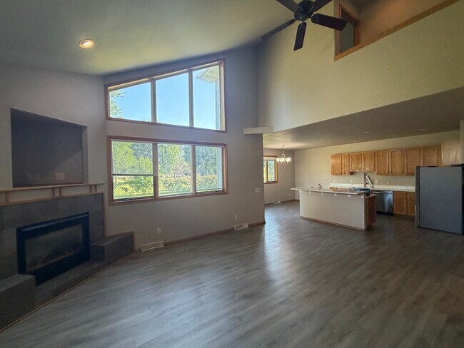 Living and fireplace