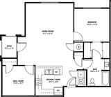 The Redbud Floor Plan | Two Bedroom and One Bathroom
