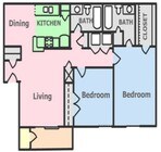 2 habitaciones y 2 baños