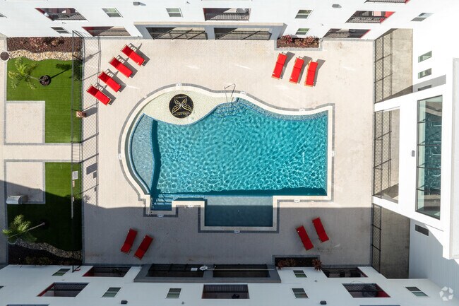 Pool Aerial Context - Monarch Apartments