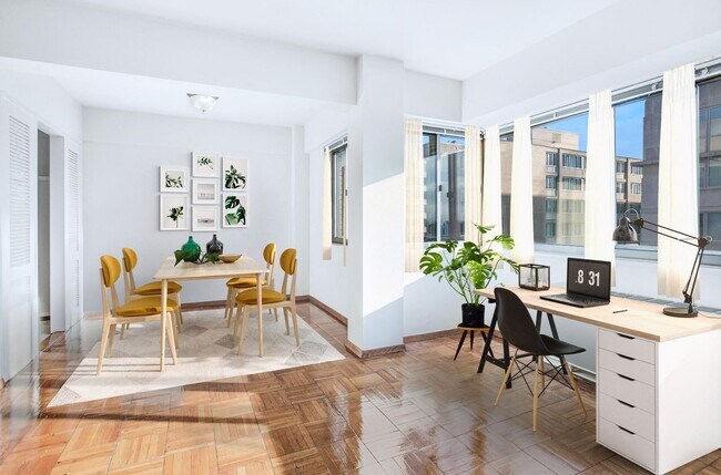 Living and dining area (virtually staged)