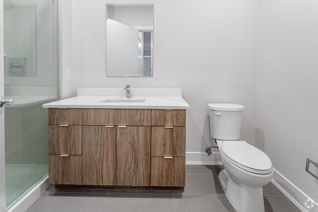 2BR, 2BA - 946SF - Primary Bathroom - The Metro