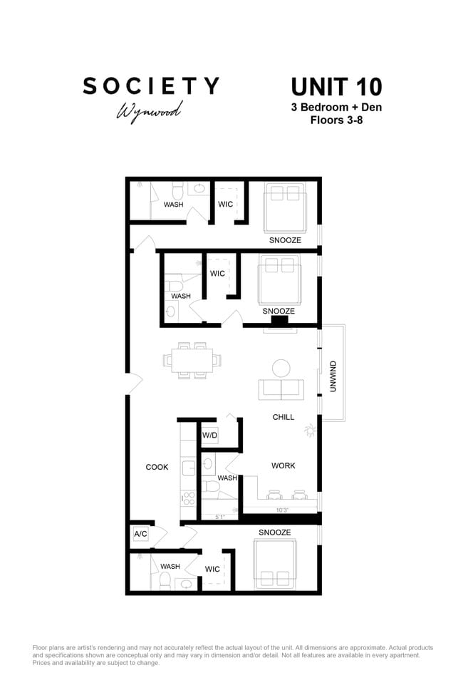 3 Bed - Unit 10 - Fl 3-8