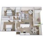 Two Bedroom One Bath Floor Plan