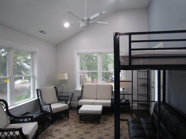 LR w/ Cathedral Ceiling & Ceiling Fan - 20527 Washington St Unit Garrage Carriage House