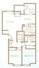 2BR/2BA 960 SF