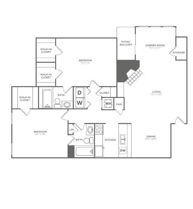 Two Bedroom Two Bath (1,240 SF) - Two Bedroom Two Bath (1,240 SF)