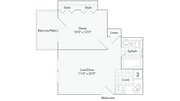 Efficiency 1Bed-1Bath Floor Plan